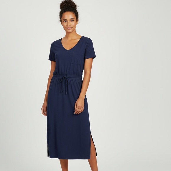 Boden Dresses & Skirts - Boden Navy Blue Lola Jersey Midi Dress Short Sleeve Pocket US 8